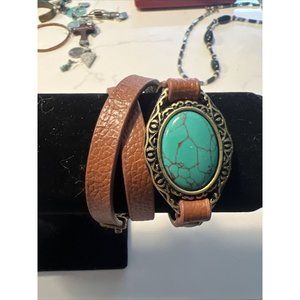 Premier Designs Desert Diva Wrap Bracelet Reversible Used Turquoise